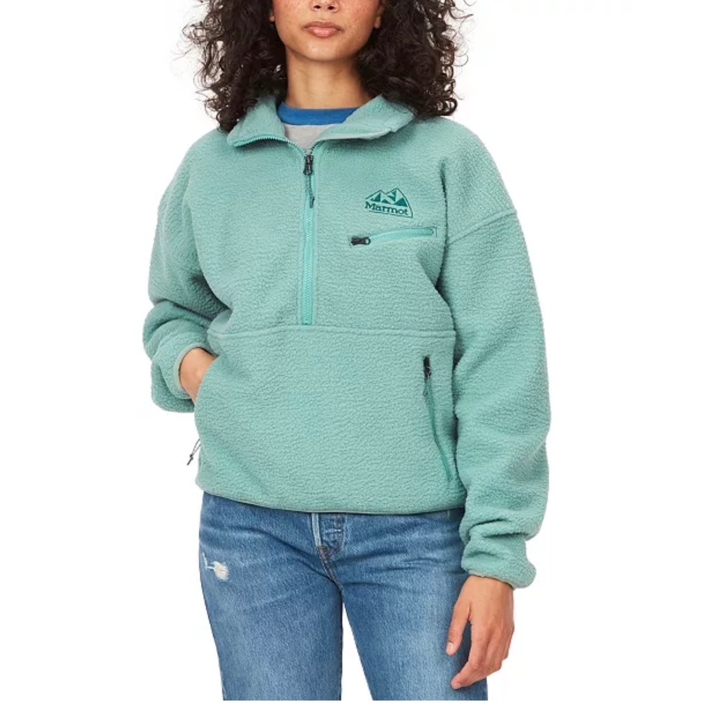 Marmot Mountain Works Fleece Pullover Quarter Zip‎ Pockets Teal M/M